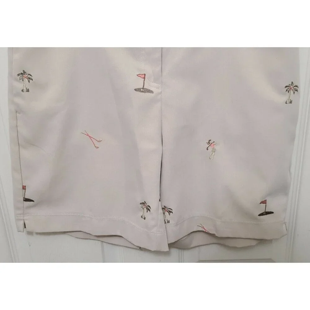 x2 Coral Bay Golf Women's Elastic Waist Golf Shorts‎ Embroidered Blue/Tan Sz 6P